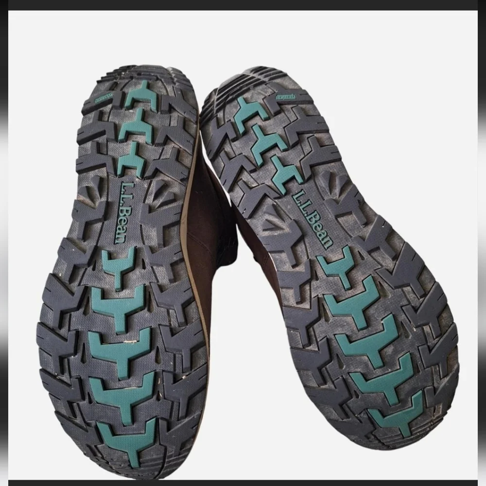 L.L. Bean Men's Leather Brown Hiking Shoes with Teal Laces